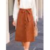CUPSHE Women’s Button Front Midi Skirts Suede A-line Waist Tie Long Skirt Western Casual Vacation(Brown)