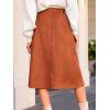 CUPSHE Women’s Button Front Midi Skirts Suede A-line Waist Tie Long Skirt Western Casual Vacation(Brown)