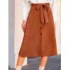 CUPSHE Women’s Button Front Midi Skirts Suede A-line Waist Tie Long Skirt Western Casual Vacation(Brown)