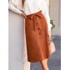 CUPSHE Women’s Button Front Midi Skirts Suede A-line Waist Tie Long Skirt Western Casual Vacation(Brown)