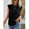 CUPSHE Women’s Cap Sleeve Summer Tops Crewneck Textured Cute Tank 2025 Casual Trendy T-Shirts(Black)