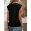 CUPSHE Women’s Cap Sleeve Summer Tops Crewneck Textured Cute Tank 2025 Casual Trendy T-Shirts(Black)