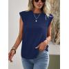 CUPSHE Women’s Cap Sleeve Summer Tops Crewneck Textured Cute Tank 2025 Casual Trendy T-Shirts(Blue)