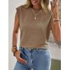 CUPSHE Women’s Cap Sleeve Summer Tops Crewneck Textured Cute Tank 2025 Casual Trendy T-Shirts(Khaki)