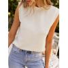 CUPSHE Women’s Cap Sleeve Summer Tops Crewneck Textured Cute Tank 2025 Casual Trendy T-Shirts(White)