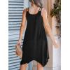 CUPSHE Women’s Casual Cami Dress Scoop Neck Sleeveless Flowy Midi Dresses Handkerchief Hem with Cutout Straps(Black)