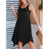 CUPSHE Women’s Casual Cami Dress Scoop Neck Sleeveless Flowy Midi Dresses Handkerchief Hem with Cutout Straps(Black)