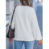 CUPSHE Womens Casual Tops Long Sleeve V Neck Twist Knot Shirts Cute Loose Fall Blouse(White)