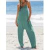 CUPSHE Women’s Casual V Neck Spaghetti Straps Jumpsuit Sleeveless Baggy Long Pants Overall Outfit with Pockets(Green)