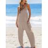 CUPSHE Women’s Casual V Neck Spaghetti Straps Jumpsuit Sleeveless Baggy Long Pants Overall Outfit with Pockets(Khaki)