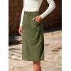 CUPSHE Women’s Corduroy Midi Skirts High Waisted Pencil Skirts with Slit Slim Fit Skirt with Pockets(Green)