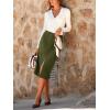CUPSHE Women’s Corduroy Midi Skirts High Waisted Pencil Skirts with Slit Slim Fit Skirt with Pockets(Green)