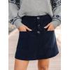 CUPSHE Women’s Corduroy Mini Skirts High Waist A-Line Winter Buttons Casual Fall Skirt(Navy)