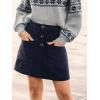 CUPSHE Women’s Corduroy Mini Skirts High Waist A-Line Winter Buttons Casual Fall Skirt(Navy)