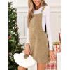 CUPSHE Women’s Corduroy Overall Mini Fall Dress Square Neck Adjustable Straps Front Pocket Side Buttons Autumn Dresses(Apricot)