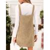 CUPSHE Women’s Corduroy Overall Mini Fall Dress Square Neck Adjustable Straps Front Pocket Side Buttons Autumn Dresses(Apricot)