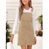 CUPSHE Women’s Corduroy Overall Mini Fall Dress Square Neck Adjustable Straps Front Pocket Side Buttons Autumn Dresses(Apricot)