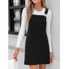CUPSHE Women’s Corduroy Overall Mini Fall Dress Square Neck Adjustable Straps Front Pocket Side Buttons Autumn Dresses(Black)