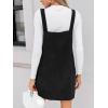 CUPSHE Women’s Corduroy Overall Mini Fall Dress Square Neck Adjustable Straps Front Pocket Side Buttons Autumn Dresses(Black)