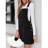 CUPSHE Women’s Corduroy Overall Mini Fall Dress Square Neck Adjustable Straps Front Pocket Side Buttons Autumn Dresses(Black)