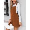 CUPSHE Women’s Corduroy Overall Mini Fall Dress Square Neck Adjustable Straps Front Pocket Side Buttons Autumn Dresses(Brown)