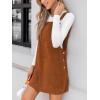 CUPSHE Women’s Corduroy Overall Mini Fall Dress Square Neck Adjustable Straps Front Pocket Side Buttons Autumn Dresses(Brown)