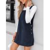 CUPSHE Women’s Corduroy Overall Mini Fall Dress Square Neck Adjustable Straps Front Pocket Side Buttons Autumn Dresses(Navy Blue)
