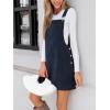 CUPSHE Women’s Corduroy Overall Mini Fall Dress Square Neck Adjustable Straps Front Pocket Side Buttons Autumn Dresses(Navy Blue)