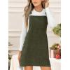 CUPSHE Women’s Corduroy Overall Mini Fall Dress Square Neck Adjustable Straps Front Pocket Side Buttons Autumn Dresses(Olive)