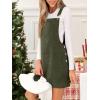 CUPSHE Women’s Corduroy Overall Mini Fall Dress Square Neck Adjustable Straps Front Pocket Side Buttons Autumn Dresses(Olive)