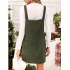 CUPSHE Women’s Corduroy Overall Mini Fall Dress Square Neck Adjustable Straps Front Pocket Side Buttons Autumn Dresses(Olive)