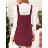 CUPSHE Women’s Corduroy Overall Mini Fall Dress Square Neck Adjustable Straps Front Pocket Side Buttons Autumn Dresses(Red)