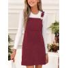 CUPSHE Women’s Corduroy Overall Mini Fall Dress Square Neck Adjustable Straps Front Pocket Side Buttons Autumn Dresses(Red)