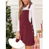CUPSHE Women’s Corduroy Overall Mini Fall Dress Square Neck Adjustable Straps Front Pocket Side Buttons Autumn Dresses(Red)