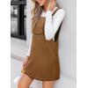 CUPSHE Women’s Corduroy Overall Mini Fall Dress Square Neck Adjustable Straps Front Pocket Side Buttons Autumn Dresses(Shell Brown)