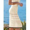 CUPSHE Women’s Crochet Midi Skirt Summer Cover Up Hollow Out Knitted Elegant Stretch Bodycon Skirt(Beige)