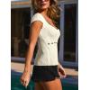 CUPSHE Women’s Cute Tie Front Short Sleeve Knit Tops Lightweight Summer Pullover Blouse(White)