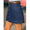 CUPSHE Women’s Denim Mini Skirt Button Front A-Line Jean High Waist Scalloped Hem Casual Outfits(Blue)