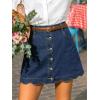 CUPSHE Women’s Denim Mini Skirt Button Front A-Line Jean High Waist Scalloped Hem Casual Outfits(Blue)