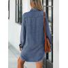 CUPSHE Womens Denim Shirt Dress Long Sleeve Button Down Casual Loose Jean Dresses with Pockets(Dark Blue)