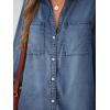 CUPSHE Womens Denim Shirt Dress Long Sleeve Button Down Casual Loose Jean Dresses with Pockets(Dark Blue)