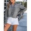 CUPSHE Womens Denim Shirt Dress Long Sleeve Button Down Casual Loose Jean Dresses with Pockets(Grey)