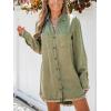 CUPSHE Womens Denim Shirt Dress Long Sleeve Button Down Casual Loose Jean Dresses with Pockets(Olive)