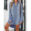 CUPSHE Womens Denim Shirt Dress Long Sleeve Button Down Casual Loose Jean Dresses with Pockets(Sky Blue)