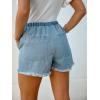 CUPSHE Women’s Denim Shorts Drawstring Smocked Waist Frayed Hem Casual Summer(Blue)
