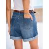 CUPSHE Women’s Denim Shorts High Waisted Rolled Hem Pockets Casual Summer Cuffed Jean Short(Blue)