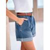 CUPSHE Women’s Denim Shorts High Waisted Rolled Hem Pockets Casual Summer Cuffed Jean Short(Blue)