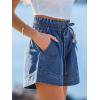 CUPSHE Women’s Denim Shorts Smocked High Waist Drawstring Hem Casual Summer(Blue)