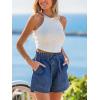 CUPSHE Women’s Denim Shorts Smocked High Waist Drawstring Hem Casual Summer(Blue)