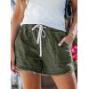 CUPSHE Women’s Denim Shorts Smocked Waist Drawstring Rolled Hem Pocket Casual Summer Vacation(Olive Green)